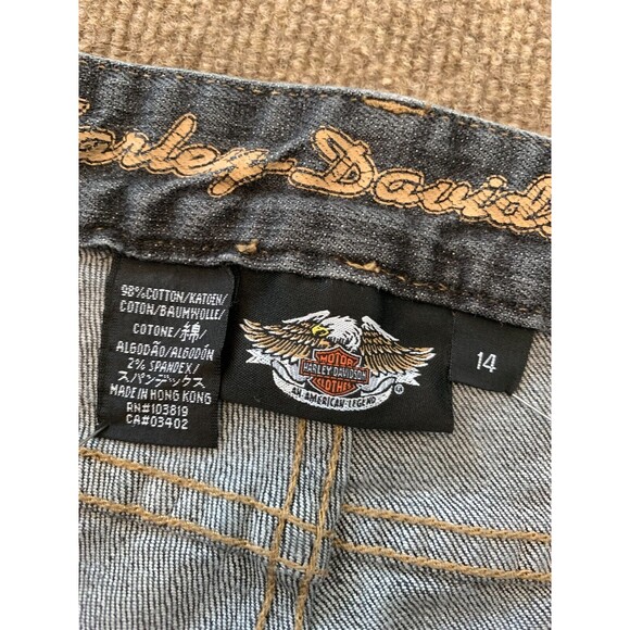 Harley Davidson Bootcut Jeans Womens 14 Mid Rise Faded Black Comfort Denim - Picture 7 of 7